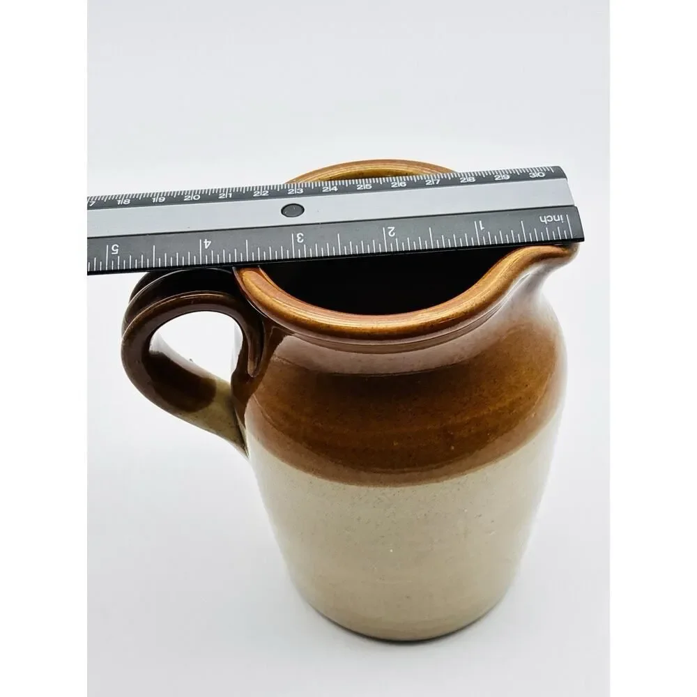 Pearsons Of Chesterfield Crock Creamer Pitcher 1960s England 2 Tone Glazed Brown